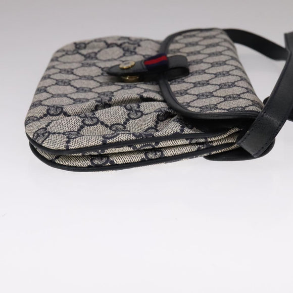 GUCCI GG Supreme Sherry Line Shoulder Bag PVC Red Navy Auth yk17172