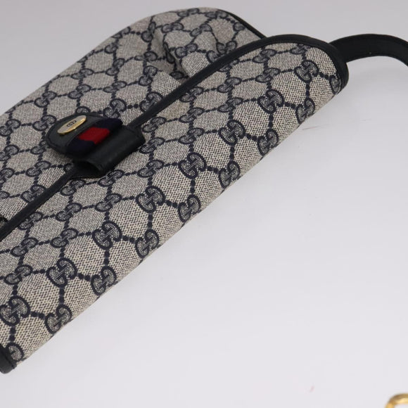 GUCCI GG Supreme Sherry Line Shoulder Bag PVC Red Navy Auth yk17172