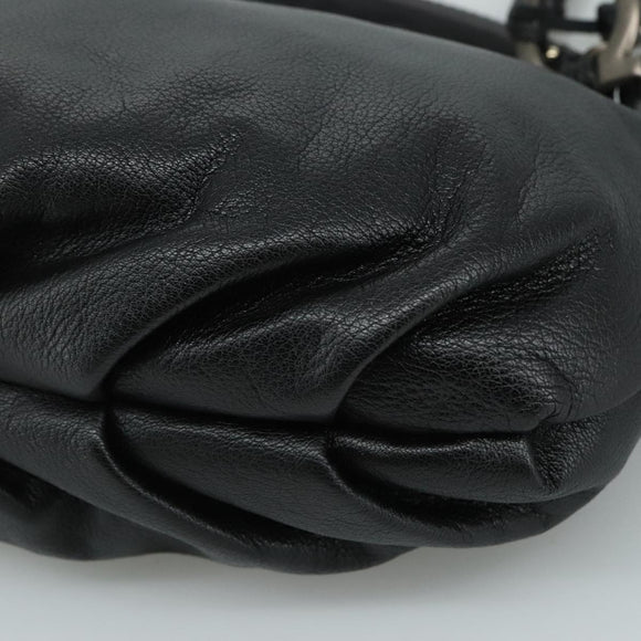 Salvatore Ferragamo Fringe Hand Bag Leather Black Auth yk17180