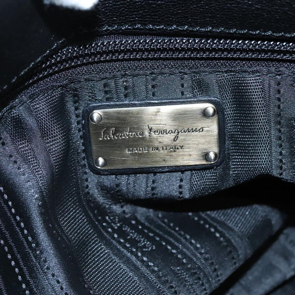Salvatore Ferragamo Fringe Hand Bag Leather Black Auth yk17180