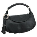 Salvatore Ferragamo Fringe Hand Bag Leather Black Auth yk17180-1