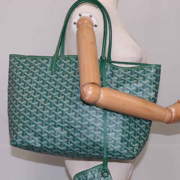 GOYARD Herringbone Saint Louis PM Tote Bag PVC Green Auth yk17206