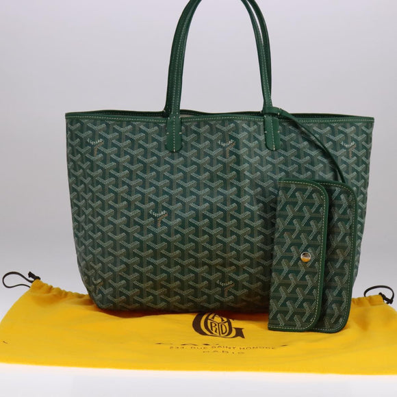 GOYARD Herringbone Saint Louis PM Tote Bag PVC Green Auth yk17206