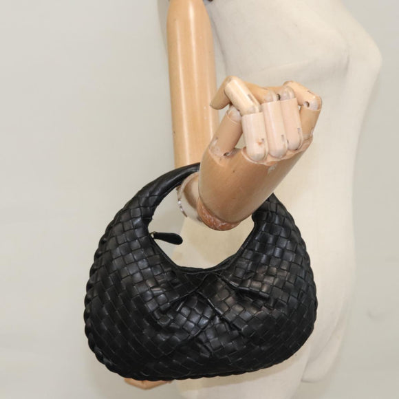 BOTTEGA VENETA INTRECCIATO Mini Hobo Hand Bag Leather Black 189227 Auth yk17218AM