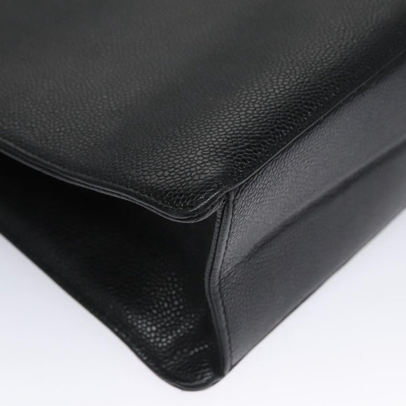 CHANEL COCO Mark Tote Bag Caviar Skin Black Gold CC Auth yk17238A