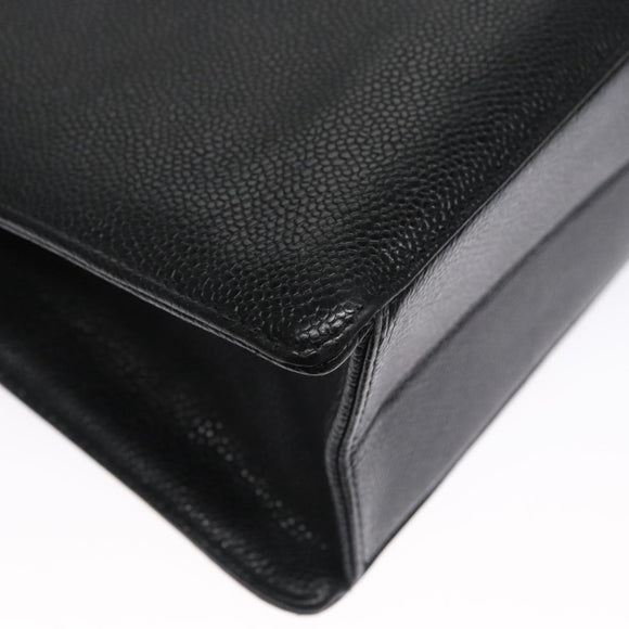 CHANEL COCO Mark Tote Bag Caviar Skin Black Gold CC Auth yk17238A