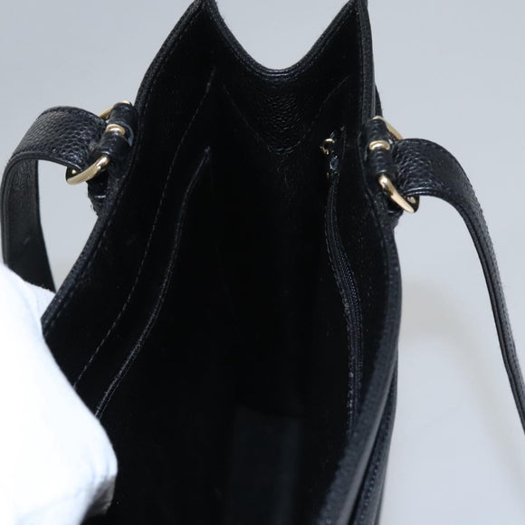 CHANEL COCO Mark Tote Bag Caviar Skin Black Gold CC Auth yk17238A