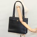 CHANEL COCO Mark Tote Bag Caviar Skin Black Gold CC Auth yk17238A-26