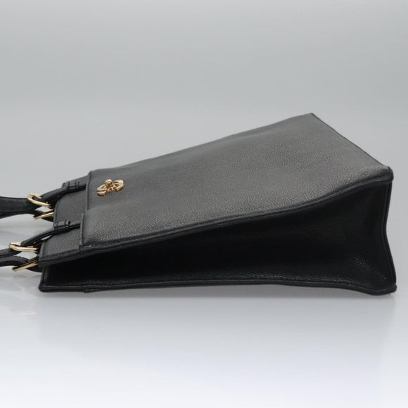 CHANEL COCO Mark Tote Bag Caviar Skin Black Gold CC Auth yk17238A