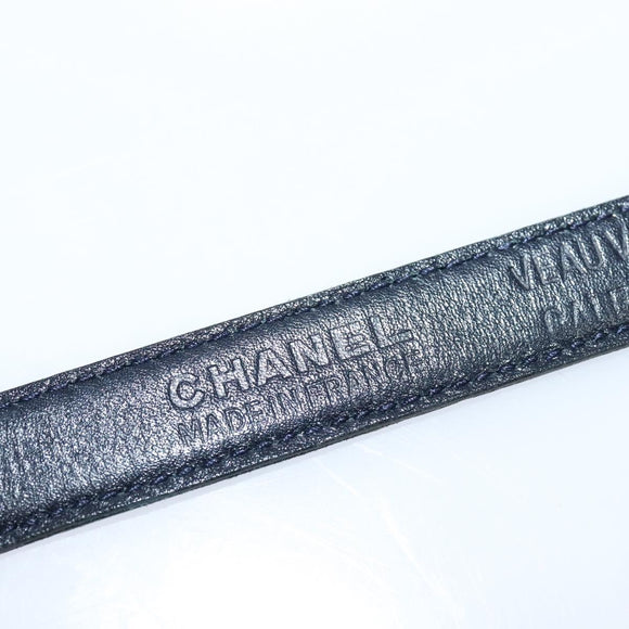 CHANEL COCO Mark Belt Leather 26.4"" Black Gold CC Auth yk17305