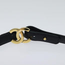 CHANEL COCO Mark Belt Leather 26.4"" Black Gold CC Auth yk17305-4