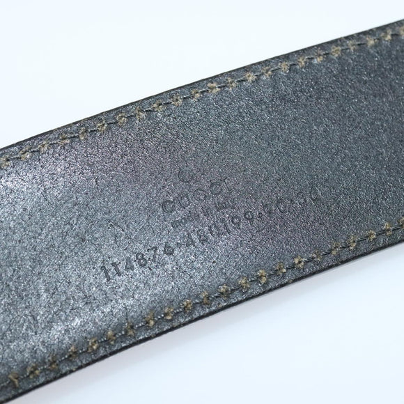 GUCCI Interlocking Belt Leather 39.8"" Black 114876 Auth yk17313