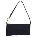 Salvatore Ferragamo Gancini Hand Bag Canvas Navy Gold Auth yk17315-1