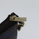 Salvatore Ferragamo Gancini Hand Bag Canvas Navy Gold Auth yk17315-10
