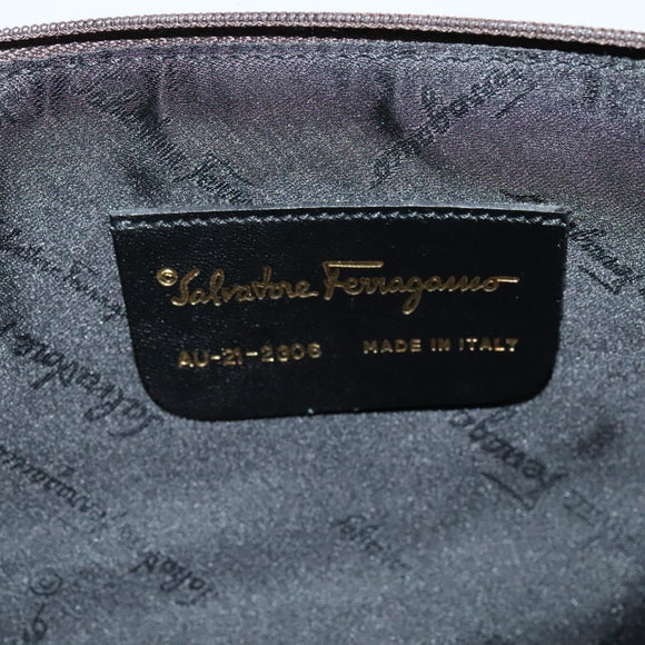 Salvatore Ferragamo Gancini Hand Bag Canvas Navy Gold Auth yk17315