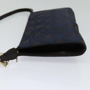 Salvatore Ferragamo Gancini Hand Bag Canvas Navy Gold Auth yk17315-3