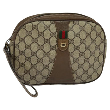 GUCCI GG Supreme Web Sherry Line Clutch Bag PVC Beige 89 01 034 Auth yk17324
