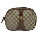GUCCI GG Supreme Web Sherry Line Clutch Bag PVC Beige 89 01 034 Auth yk17324-13