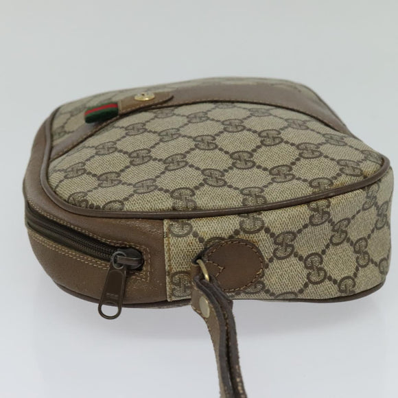 GUCCI GG Supreme Web Sherry Line Clutch Bag PVC Beige 89 01 034 Auth yk17324