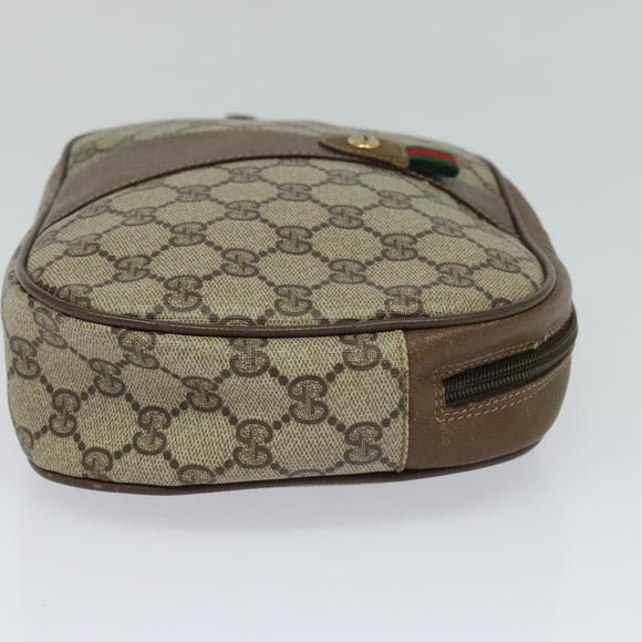 GUCCI GG Supreme Web Sherry Line Clutch Bag PVC Beige 89 01 034 Auth yk17324
