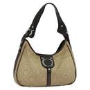 Salvatore Ferragamo Gancini Shoulder Bag Canvas Beige Auth yk17339-1