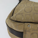 Salvatore Ferragamo Gancini Shoulder Bag Canvas Beige Auth yk17339-15