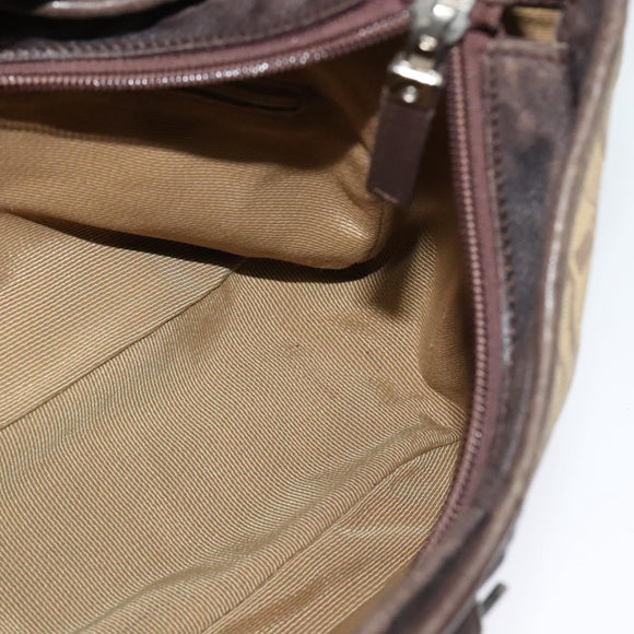 Salvatore Ferragamo Gancini Shoulder Bag Canvas Beige Auth yk17339