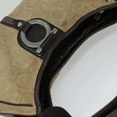 Salvatore Ferragamo Gancini Shoulder Bag Canvas Beige Auth yk17339-6