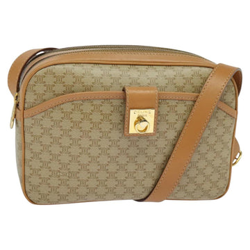 CELINE Macadam Canvas Shoulder Bag Beige Auth yk17349