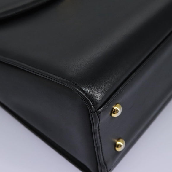 GIVENCHY Hand Bag Leather Black Gold Auth yk17377