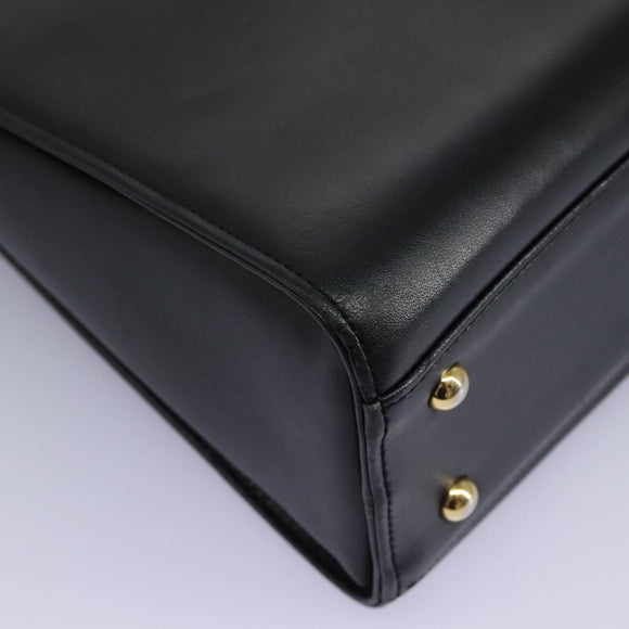 GIVENCHY Hand Bag Leather Black Gold Auth yk17377