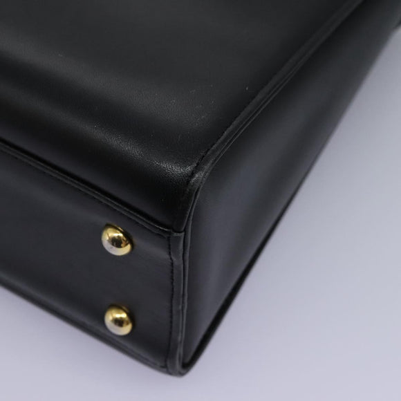 GIVENCHY Hand Bag Leather Black Gold Auth yk17377