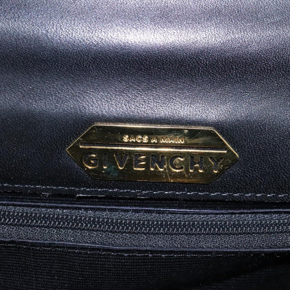 GIVENCHY Hand Bag Leather Black Gold Auth yk17377