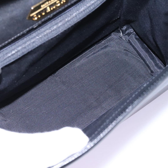 GIVENCHY Hand Bag Leather Black Gold Auth yk17377