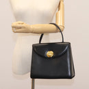 GIVENCHY Hand Bag Leather Black Gold Auth yk17377-24