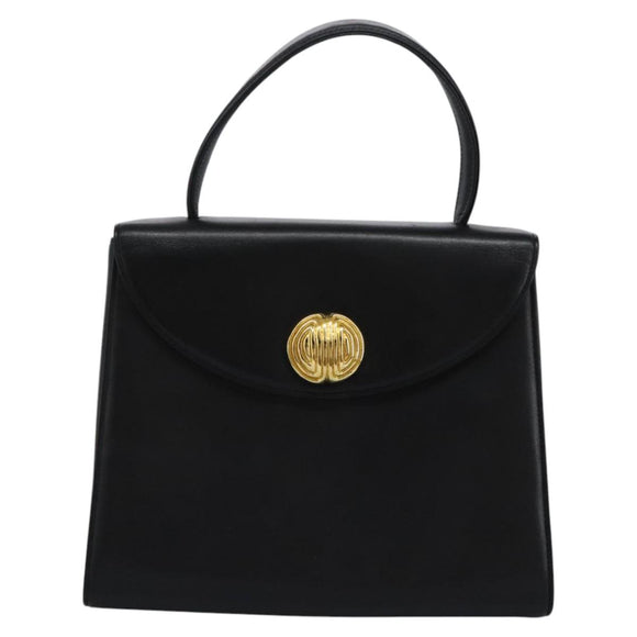 GIVENCHY Hand Bag Leather Black Gold Auth yk17377