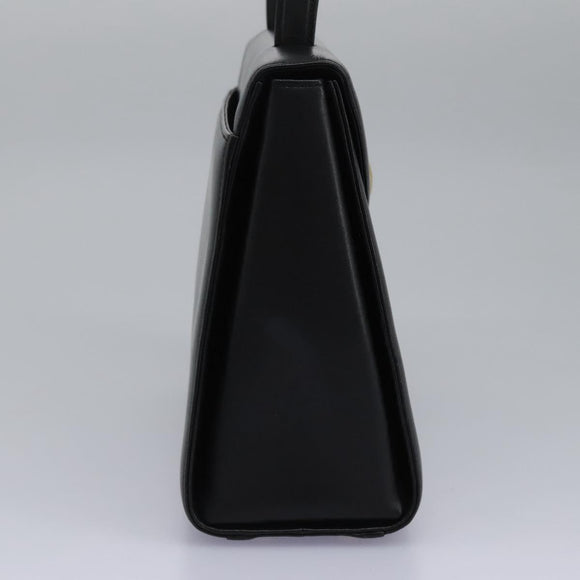 GIVENCHY Hand Bag Leather Black Gold Auth yk17377