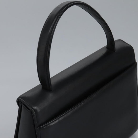 GIVENCHY Hand Bag Leather Black Gold Auth yk17377