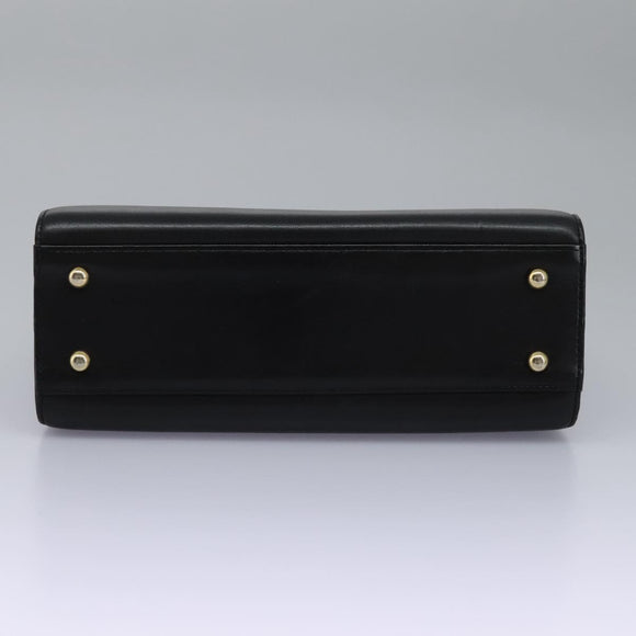 GIVENCHY Hand Bag Leather Black Gold Auth yk17377