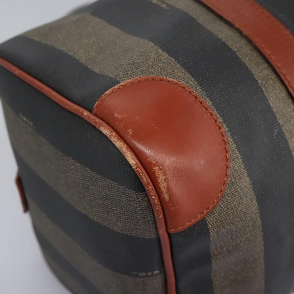 FENDI Pecan Canvas Boston Bag Black Brown Auth yk17380