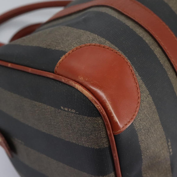 FENDI Pecan Canvas Boston Bag Black Brown Auth yk17380