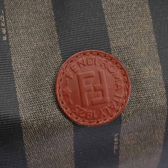 FENDI Pecan Canvas Boston Bag Black Brown Auth yk17380