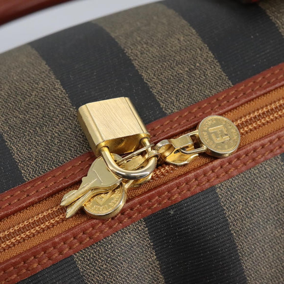 FENDI Pecan Canvas Boston Bag Black Brown Auth yk17380