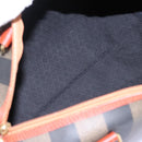 FENDI Pecan Canvas Boston Bag Black Brown Auth yk17380-11