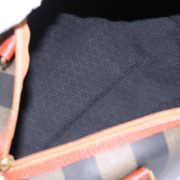 FENDI Pecan Canvas Boston Bag Black Brown Auth yk17380