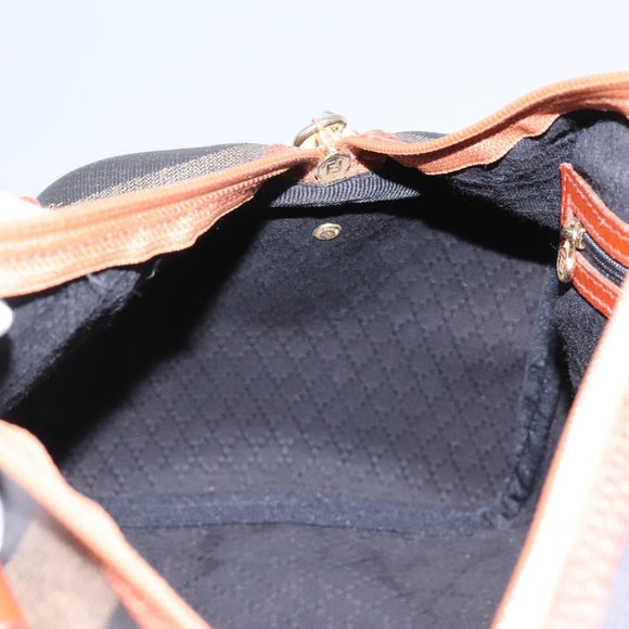 FENDI Pecan Canvas Boston Bag Black Brown Auth yk17380