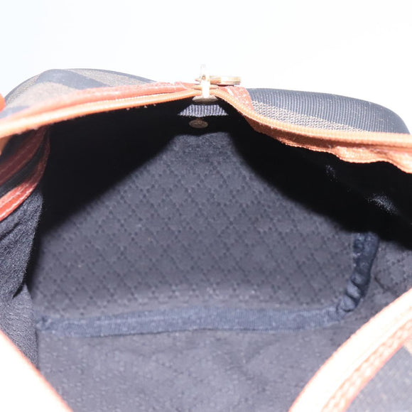 FENDI Pecan Canvas Boston Bag Black Brown Auth yk17380