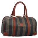 FENDI Pecan Canvas Boston Bag Black Brown Auth yk17380-1