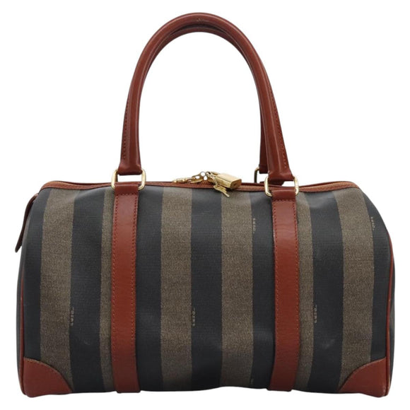 FENDI Pecan Canvas Boston Bag Black Brown Auth yk17380