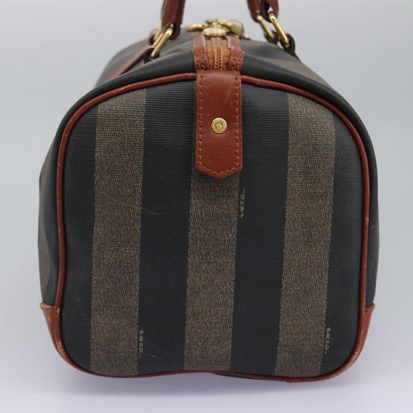 FENDI Pecan Canvas Boston Bag Black Brown Auth yk17380